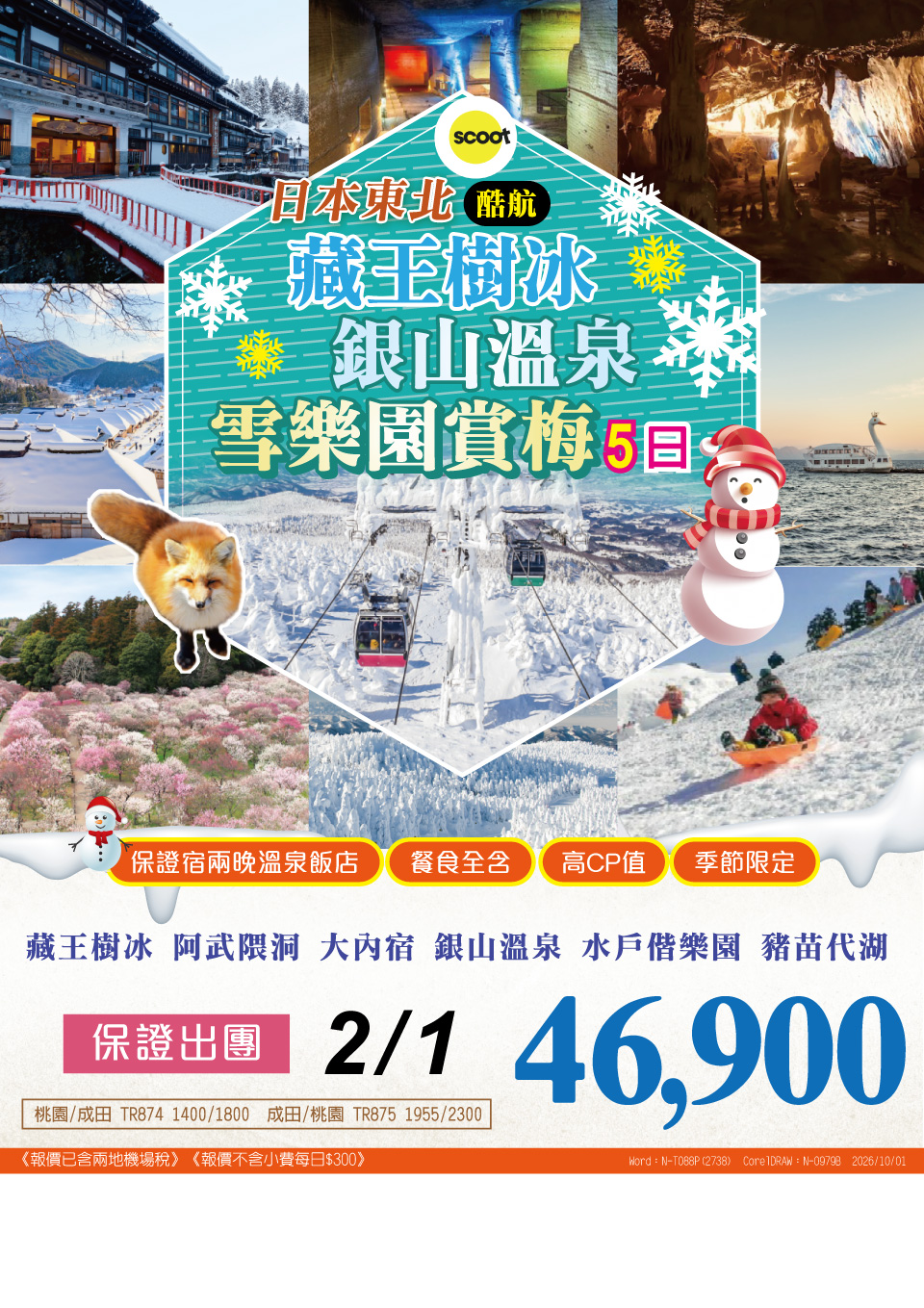 東北藏王樹冰・銀山溫泉 5 日 旅展 DM