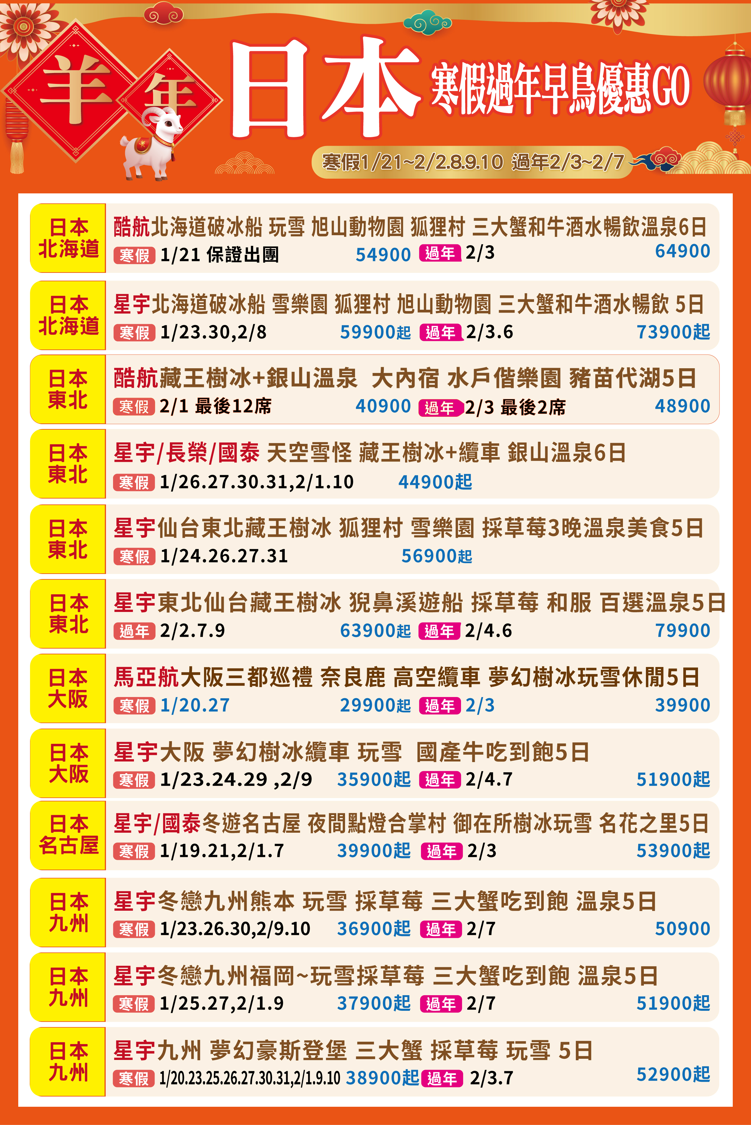 日本寒假過年早鳥優惠 旅展 DM